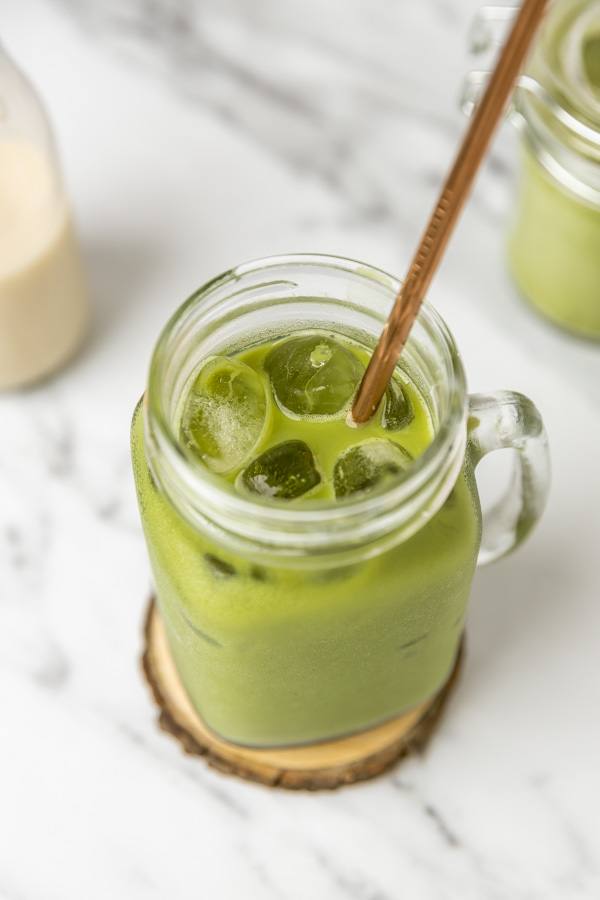 Iced matcha latte at Juicebox